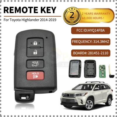 Smart Key For Toyota Highlander 2014 - 2019 Keyless Remote Key Fob 281451-2110