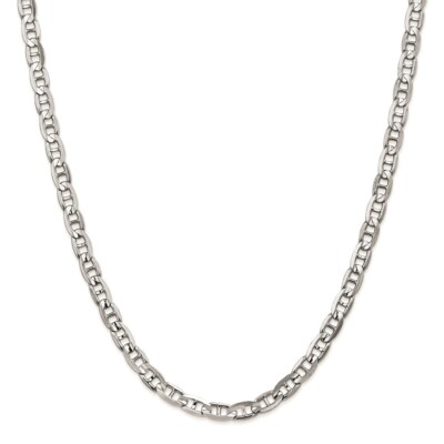 Pre-owned Superdealsforeverything Real 14kt White Gold 22 Inch 5.25mm Concave Anchor With Lobster Clasp Chain