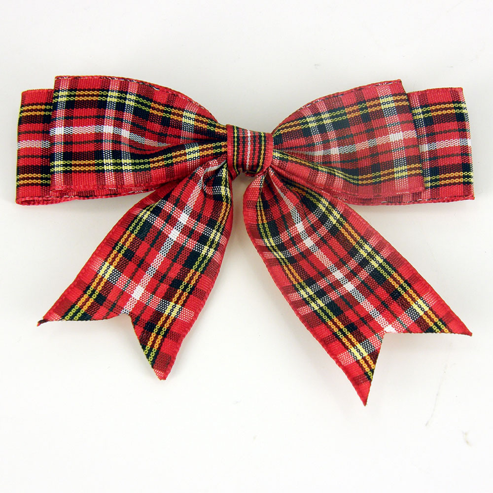TARTAN Large Double Bows Ribbon Bows With Tails 4" Beautiful 100mm eBay