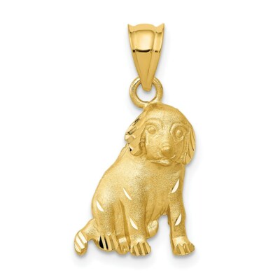 Pre-owned Superdealsforeverything Real 14kt Yellow Gold Dog Charm