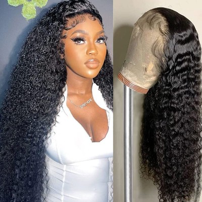 HD Transparent Deep Wave Lace Front Wigs Human Hair 24inch 13x4 Lace Front Wi...