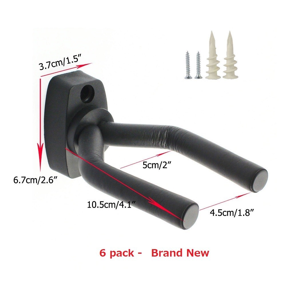 6-PACK Guitar Hanger Hook Holder Wall Mount Display Acoustic Electric, GRAK-Q6