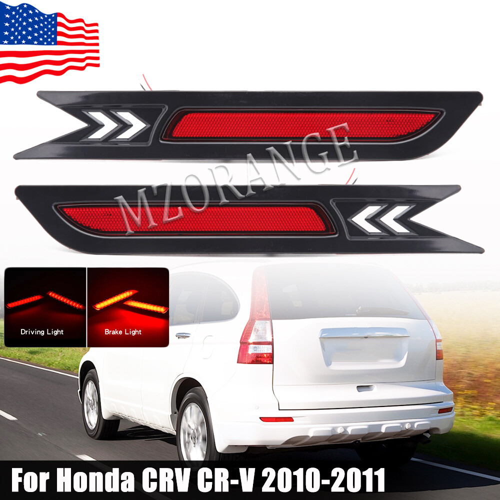 Pair LED Rear Bumper Reflector Light For Honda CRV CR-V 2010 2011 Brake Fog Lamp