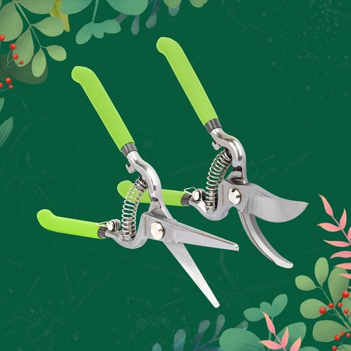 2PC Pruning Shear Set 8'' Handing Pruner w/Straight Blade 8" Bypass Garden Shear