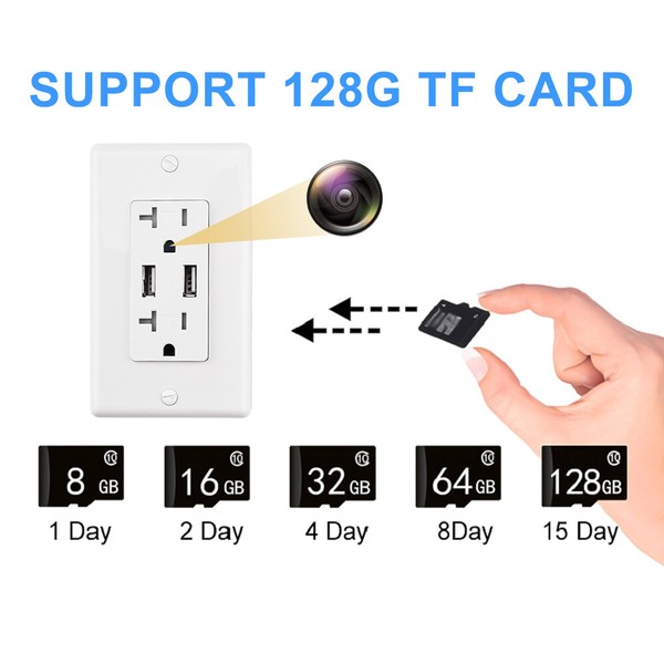 120° 4K HD Wifi P2P Home Security Nanny Camera USB in AC Wall Socket Outlet US - Image 13