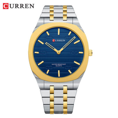 CURREN Men Quartz Watch Luxury Gold Thin Dial Wristwatch Steel Watch for Boys