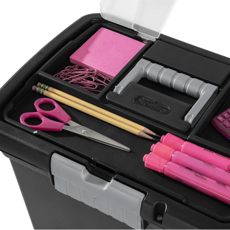 Sterilite Portable File Box, Plastic, Black