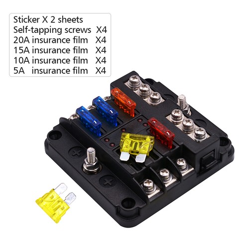 Soltekonline 6 Way Auto Blade Fuse Holder Box Block With Led Indicator For 12v 24v Car Marine