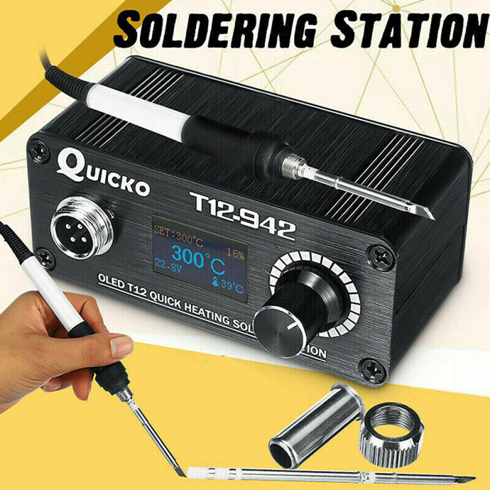 Quicko T12942 OLED Digital Soldering Station + Handle Iron Tips