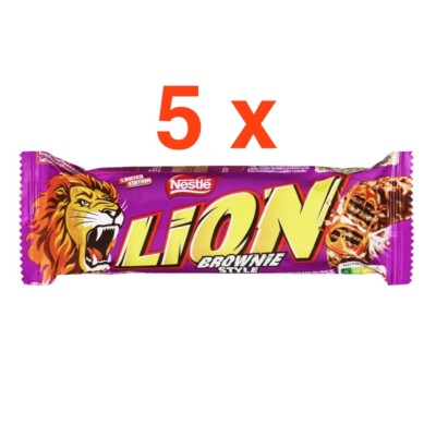 Lion Bar BROWNIE STYLE Chocolate bars 5pc. Made in Europe  FREE SHIPPING