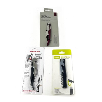 3 Pcs Rabbit, Trader Joe's, True Latchkey Waiter's Friend Corkscrew Wine Opener