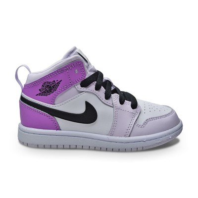 

Детские кроссовки Nike Jordan 1 Mid (PS) — DQ8424 501 — Barely Grape Black White, Белый