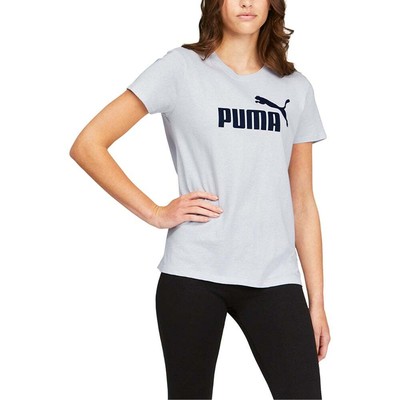 

Puma Ess Logo Crew Neck Футболка с короткими рукавами Женская размер  Повседневные топы 589317-21, Синий
