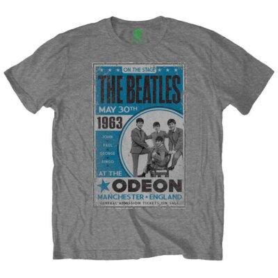 The Beatles Odeon Poster T-Shirt Grey New