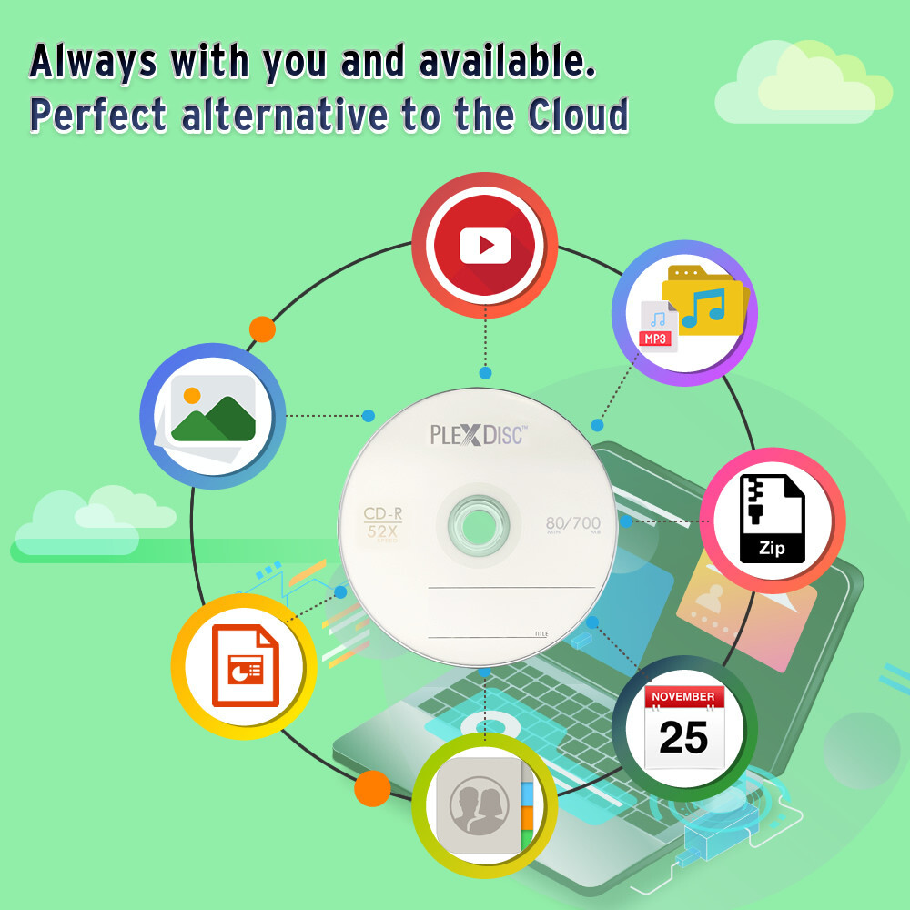 100 PlexDisc CD-R 700MB 80 Minute 52x Recordable Disc - 631-805-BX