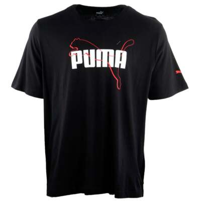 Puma Entwined Crew Neck Футболка с коротким рукавом Большие высокие мужские черные повседневные топы 847