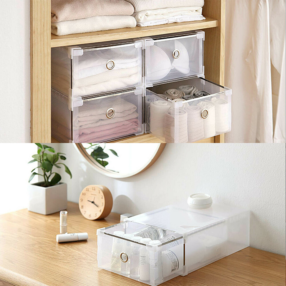 12x Schuhboxen transparent Schuhkarton stapelbar Schuhaufbewahrung