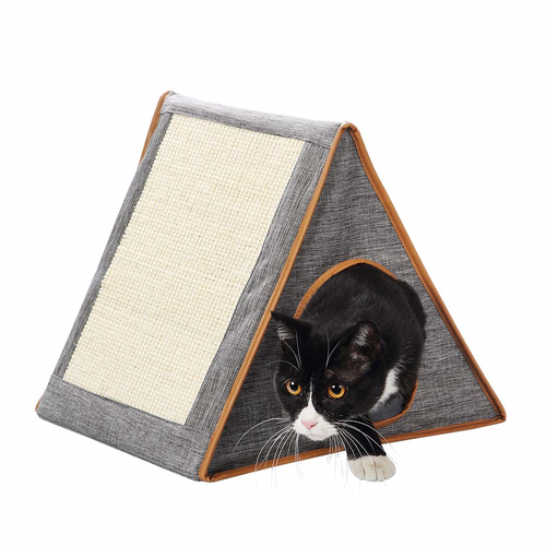 Portable Warm Fold Cat House/Condo with Cat Scratching Board Indoor or Outdoor