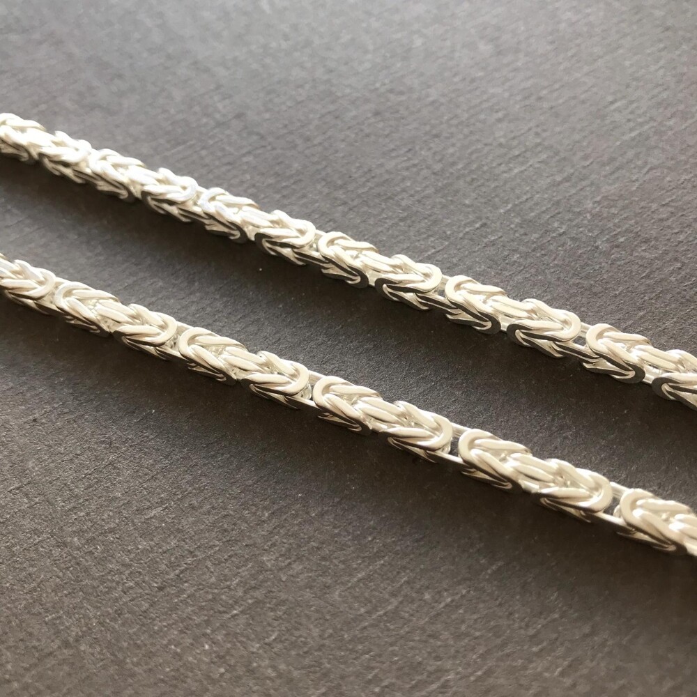 Pre-owned Handmade 26 Inch Mens Byzantine Viking Chain Necklace 4mm 59gr Real 925 Sterling Silver