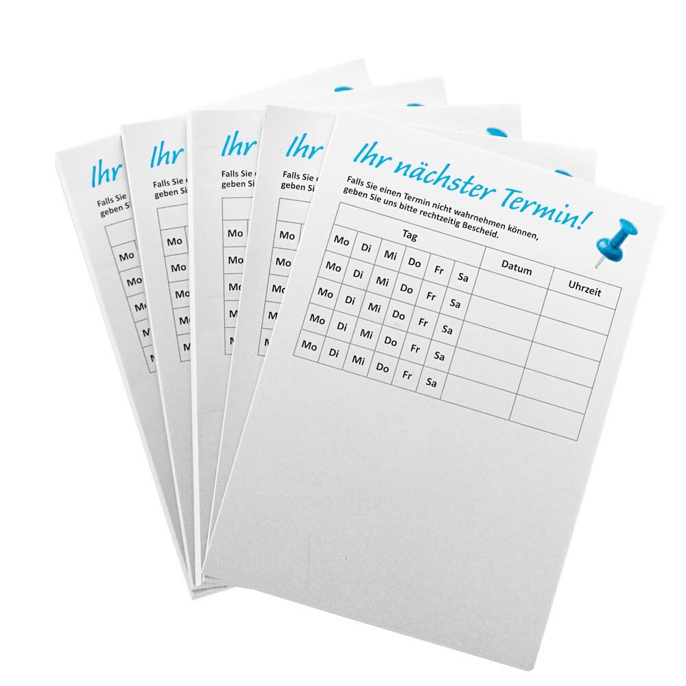 5 Terminblöcke grau á 100 Blatt für Arzt Termine in Praxis Terminzettel neutral