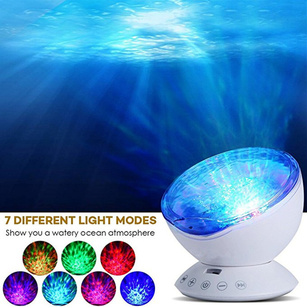 LED Light Projector Multicolor Ocean Wave Night Lamp Effects Xmas
