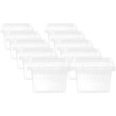  12 Pcs White Plastic Reptile Feeding Box Snake Insect Household Cage