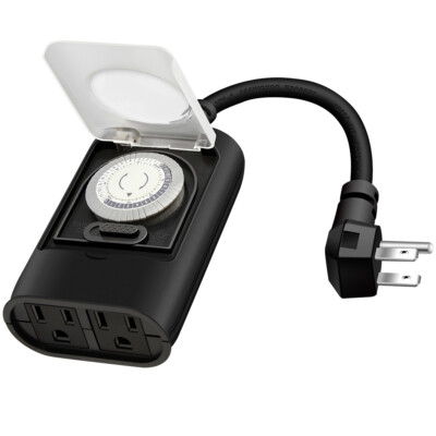 Outlet Timer, Outdoor 24-Hour Water Resistance Plug-In Daily Mechanical Timer