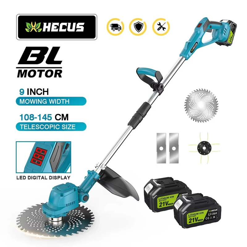9 Inch Brushless Electric Lawn Mower Length Adjustable Cordless Rechargeable Gra
