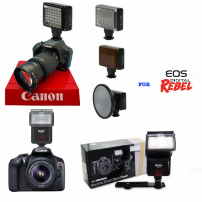 PRO SWIVEL BOUNCE ZOOM FLASH + PRO HD LED LIGHT FOR CANON EOS M50 CANON EOS RP