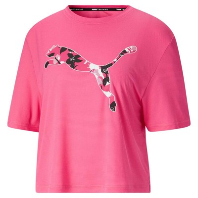

Спортивная футболка Puma Performance с цветочным логотипом и круглым вырезом с коротким рукавом, женская, размер, Розовый