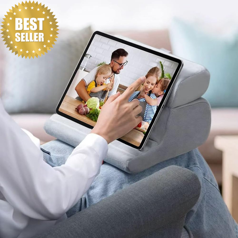 Tablet Pillow Stand – Soft Lap Holder with 3 Viewing Angles, Stylus Mount, Compa