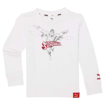 Puma Jl X Graphic Crew Neck Футболка с длинными рукавами для малышей Мальчики Белые повседневные топы 85