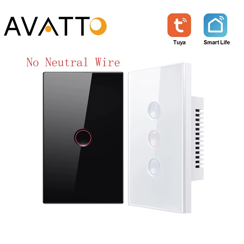 Smart WiFi Touch Switch No Neutral Wire Required Smart Home 1/2/3 Gang Light Swi