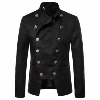 Mens Double-Breasted Hussar Suit Jacket Artillery Drummer Steampunk Blazer