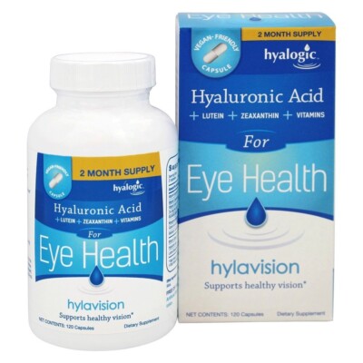 Hyalogic HylaVision Eye Health w Hyaluronic Acid,Lutein,Zeaxanthin&Vitamins,120