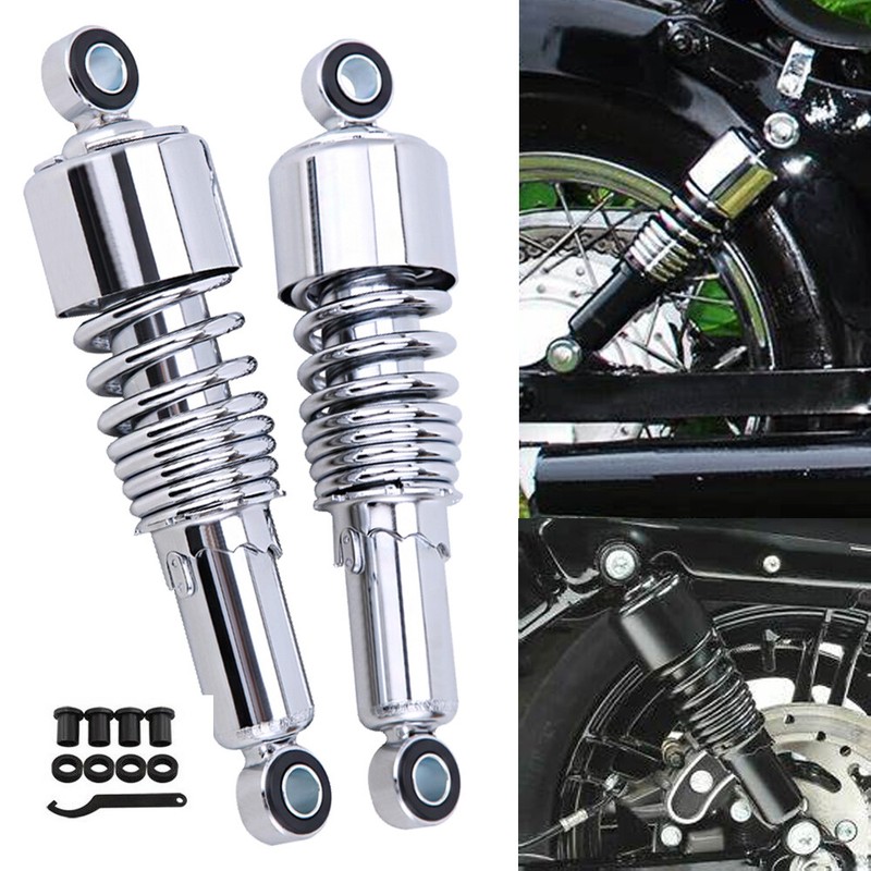 Stubby Lowering Shocks For Harley Sportster - Chrome Finish, 10.5 Inch Eye-to-Eye, Fits 2004-2012 Models - View #3