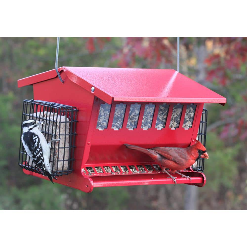 Squirrel Proof Heavy Duty Metal Hanger Double Sided Hopper Red New