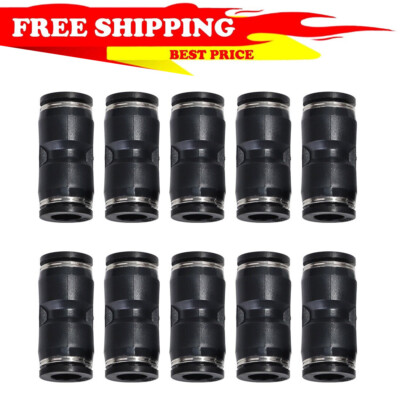 10X Push To Connect Air Fittings Tube For 1/2'' Od Straight Air Line Union Push