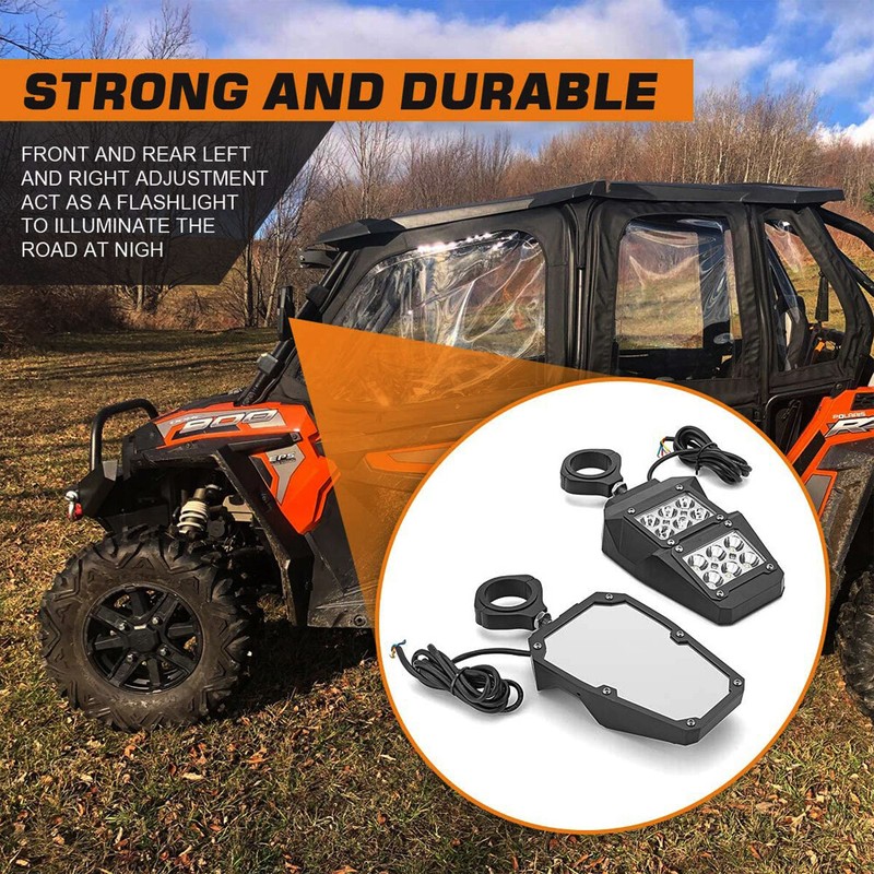 DYSO Rear View Mirrors DYSO Rear View Side Mirrors With LED Light For Can-Am Maverick X3 &amp; Commander 1000 UTV - Black Aluminum Can-Am ATV, Side-by-Side &amp; UTV Decals &amp; Emblems