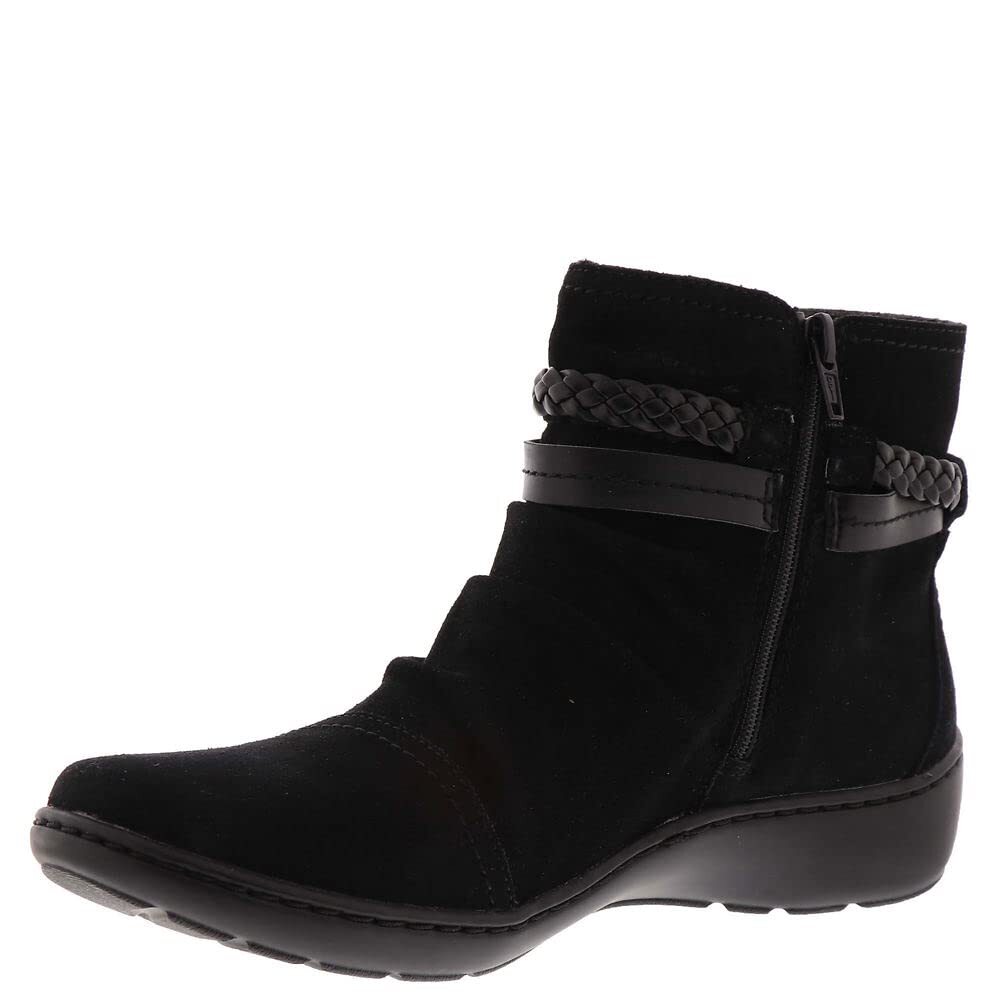 

Женские ботинки Clarks Cora Braid, черные замшевые ботинки до щиколотки, 38 евро, США, 8 Вт, Черный