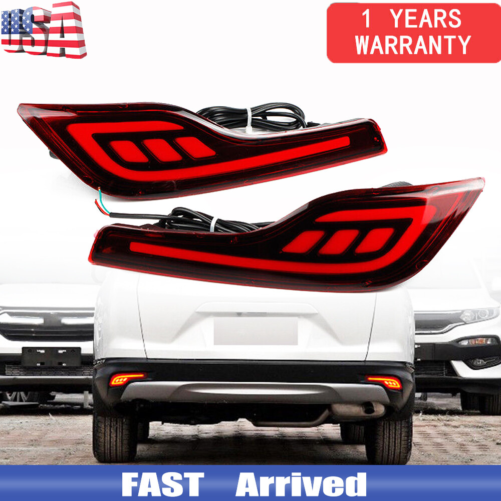 Pair LED Rear Bumper Reflector Brake Tail Fog Light Lamp For Honda CRV 2017-2019