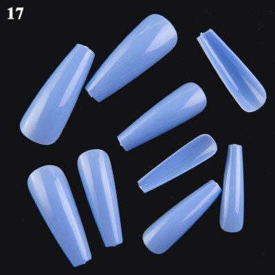 20 Pcs False Nail Tips Matte Full Cover Long Stiletto Fake Nails Art Manicure ~