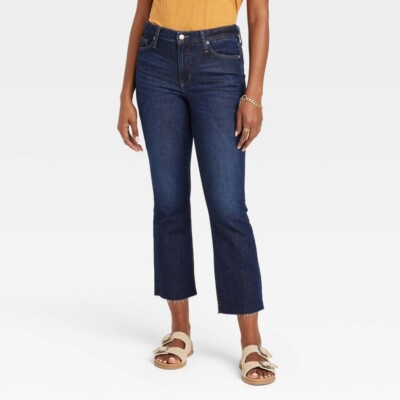 Universal Thread Women's High-Rise Bootcut Cropped Jeans Dark Wash Size 0