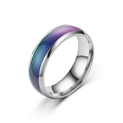 Colour Changing Mood Ring Stainless Steel Ring Mens Women Band Jewelry Wedding