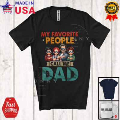 Vintage Favorite People Call Me Dad, Father's Day 2 Son 1 Daughter, Family Shirt