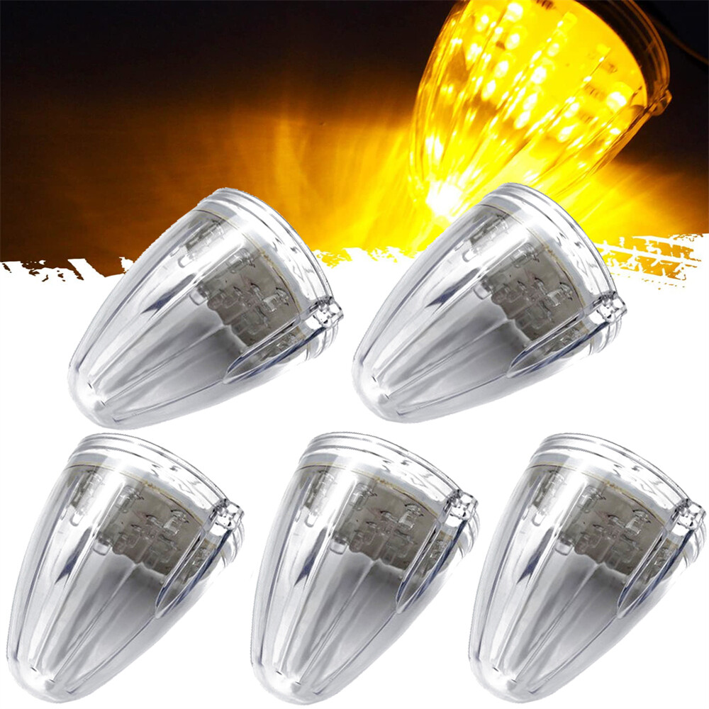 5X Amber 2"17 LED Round Side Marker Light Clearance Truck Trailer Lamp Beehive