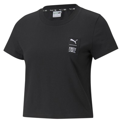 Футболка с круглым вырезом и коротким рукавом с логотипом Puma X Fm, женские черные повседневные топы 53233801