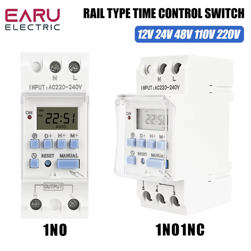 AC 220V 230V 110V DC 12V 24V 48V 15A 30A THC15A Din Rail Weekly 7 Days Programma