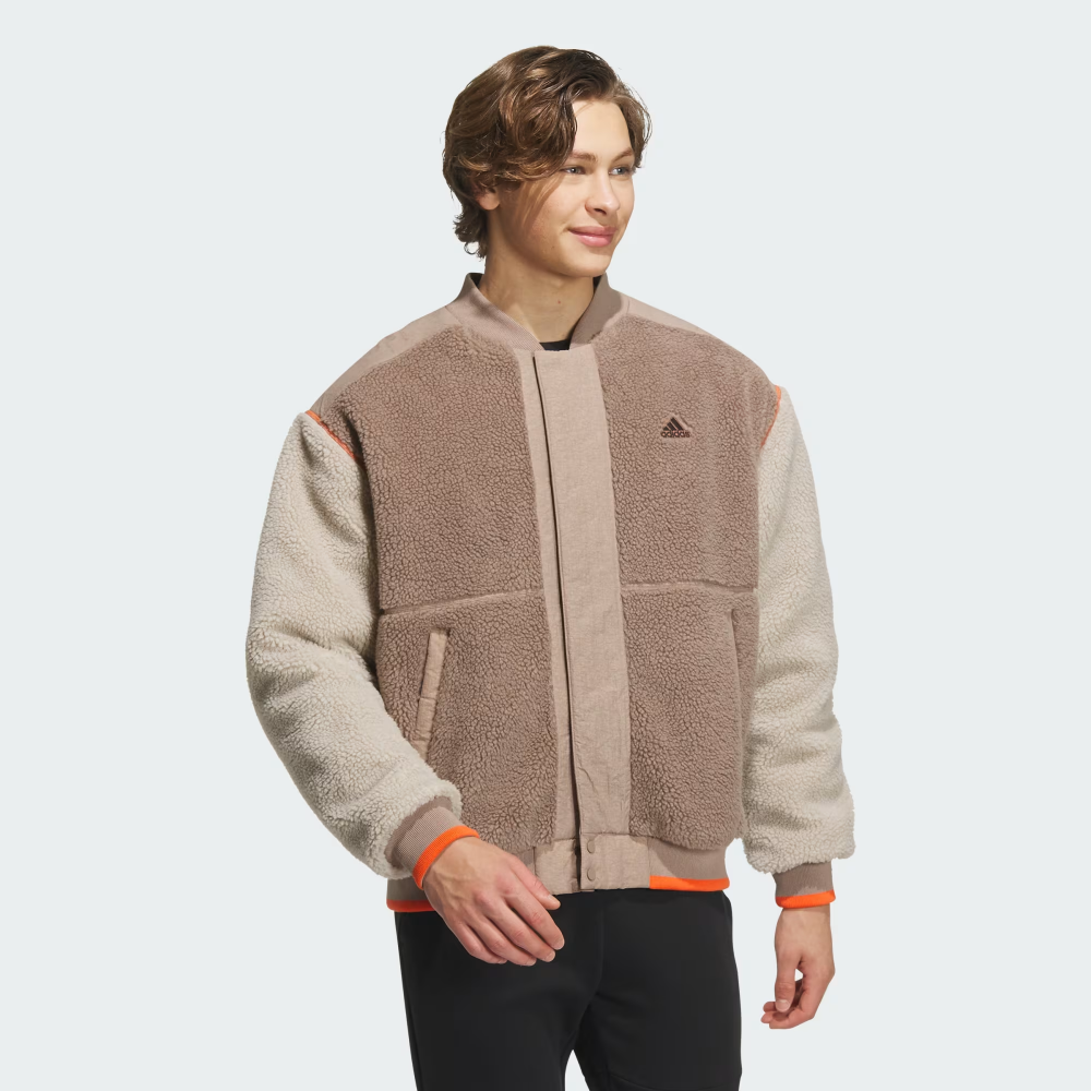 New Adidas Mens FLEECE COLLEGE EIGHT PADDED JACKET IL8918 BROWN