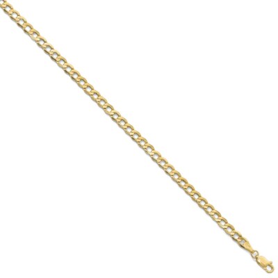 Pre-owned Superdealsforeverything Real 10kt Yellow Gold 4.3mm Semi-solid Curb Chain; 16 Inch; Lobster Clasp